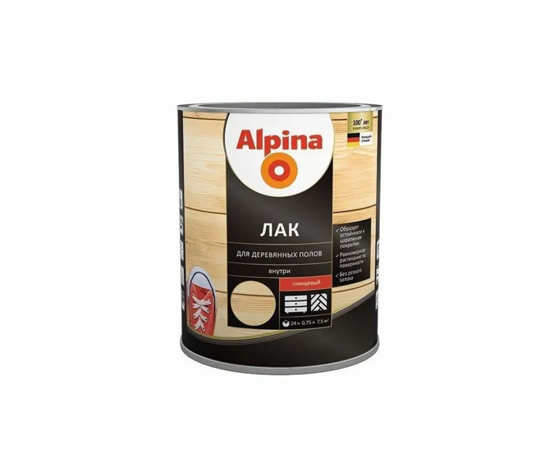 პარკეტის ლაქი ნახ.გლუვი HolzBodenLack 2,5 ლტ ALPINA — ლაქი